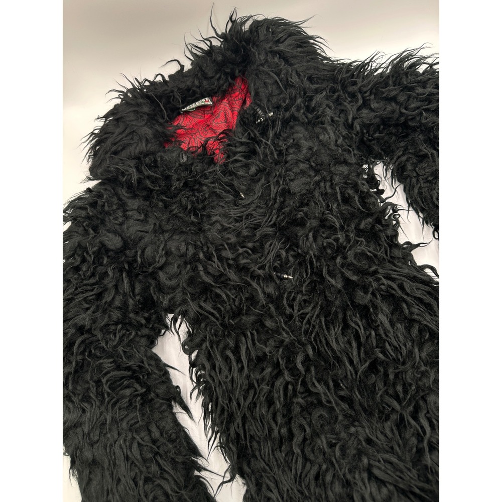 Vintage Lip Service Shaggy Faux Fur Coat Black Goth Indie Sleaze Y2K Club